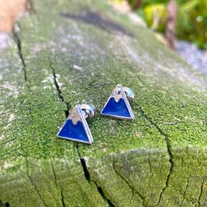 Minimalist earrings/  Studs  blue mountaintop 🏔️